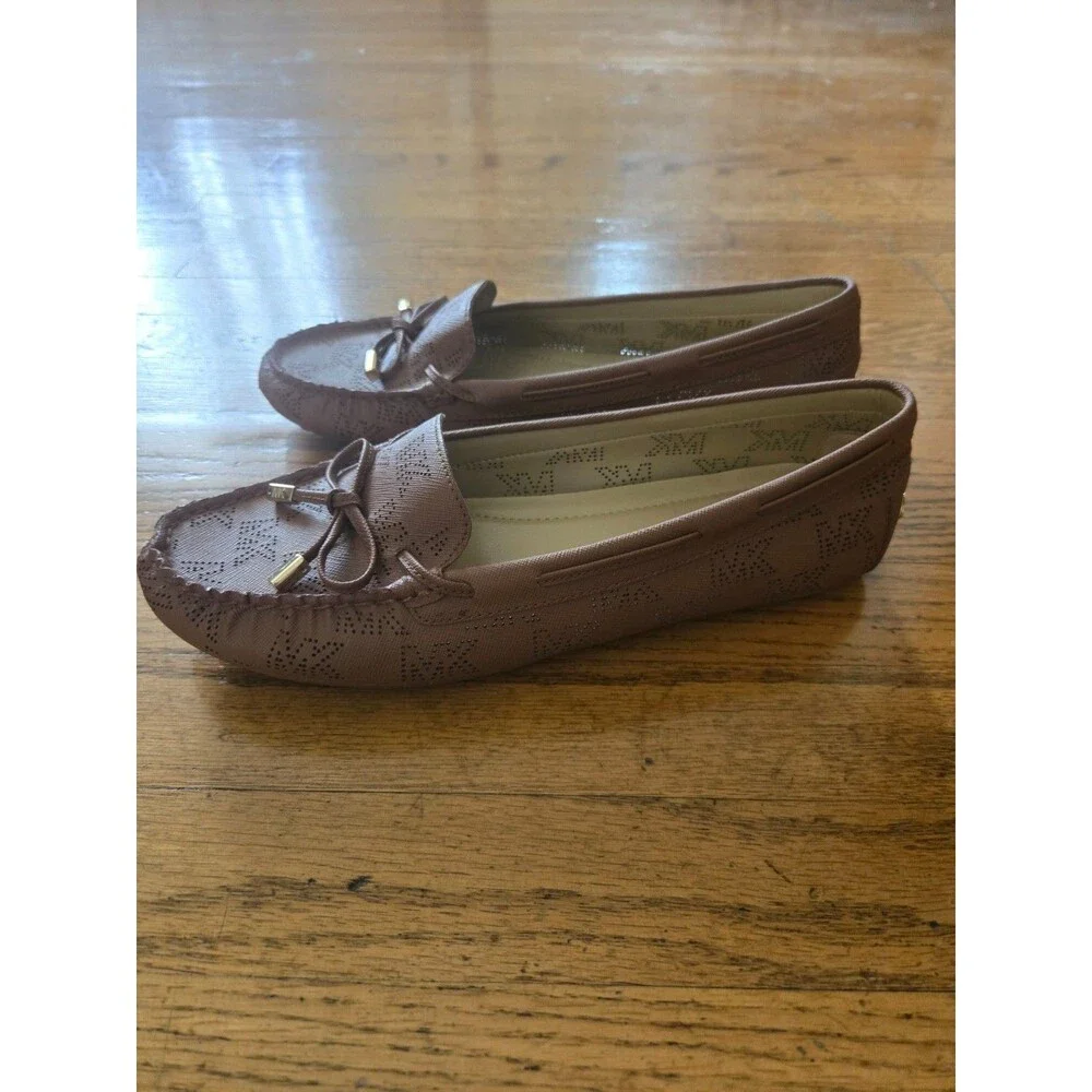 Michael Kors Brown Leather Juliette Logo Flat Loafers Women’s Size 9M